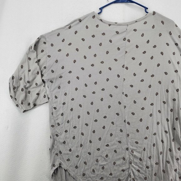 LOFT Outlet Top Women's 3/4 Sleeve Tunic Paisley Design Grey Extra Large - Picture 9 of 11